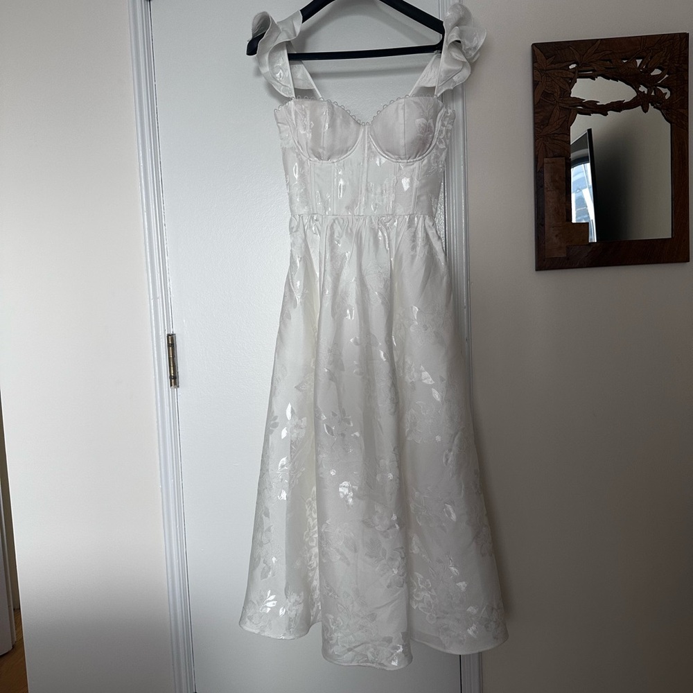 V. Chapman White Midi Dress with Ruffle Straps - Picture 2 of 7